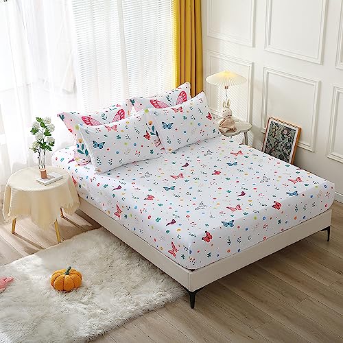Jameswish Butterfly Comforter Set Twin Size for Girls Kids Teens 7 Piece Bed in A Bag Colorful Butterflies Flower Leaves Bedding Set All Season Lightweight - Image 5