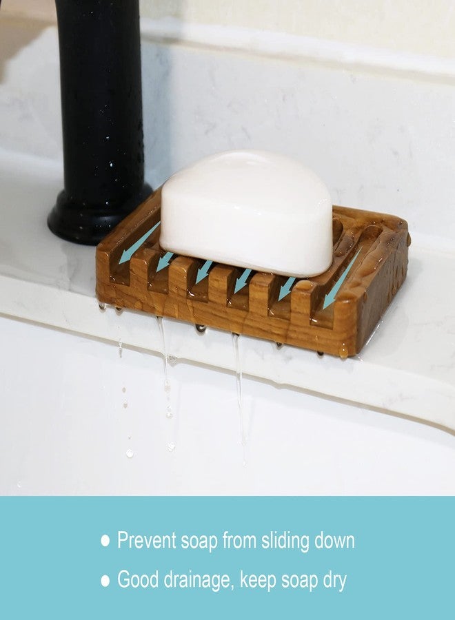 HTB Soap Dish with Slanted Waterfall Design by HTB, Bar Soap Holder Teak Wood, Soap Saver for Shower, Bathroom, Sink, Kitchen and Countertop - Image 3