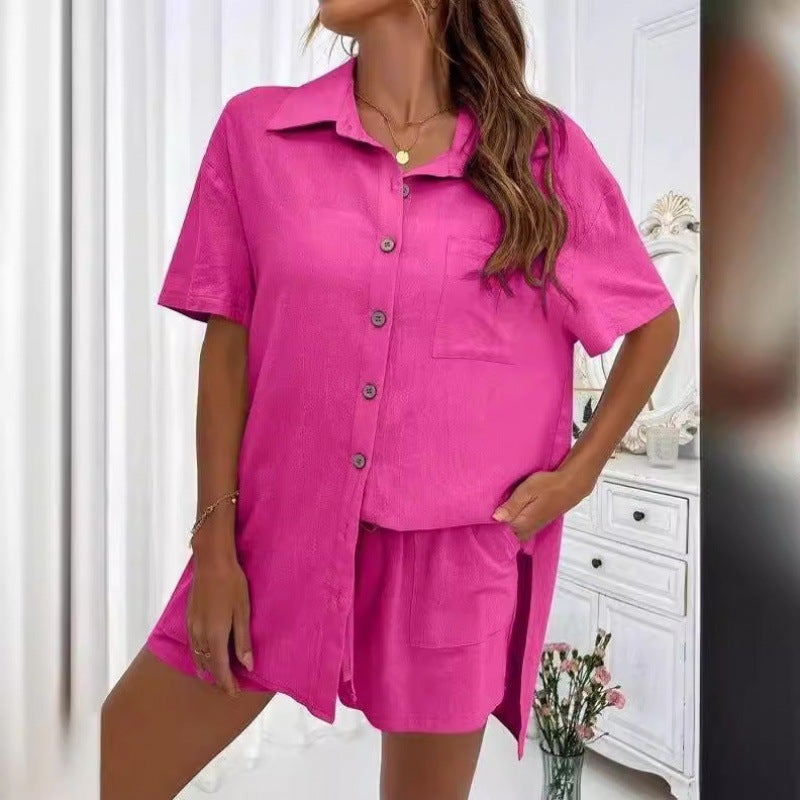 طقم نسائي كاجوال من قطعتين بأكمام قصيرة وشورت - Image 4