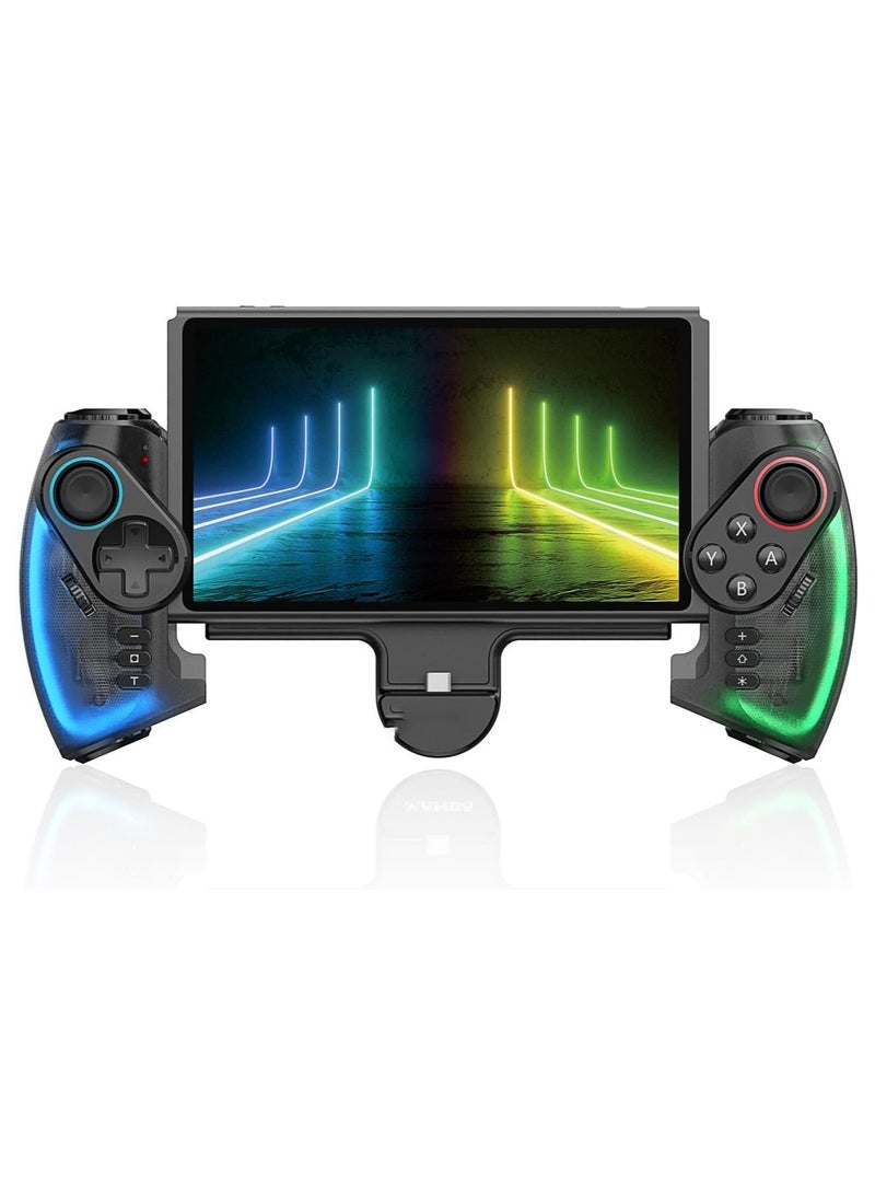Compatible LED Joycon Controller for Nintendo Switch OLED Handheld Mode with Telescopic Adjustment and Enhanced Grip - Image 1