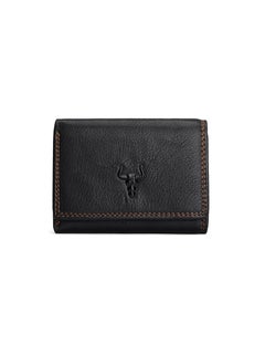 Genuine Leather Tri-Fold Wallet Card Holder Multi-Slot Cowhide Top Layer Short Neutral Money Clip Wholesale Business Commute Style Black