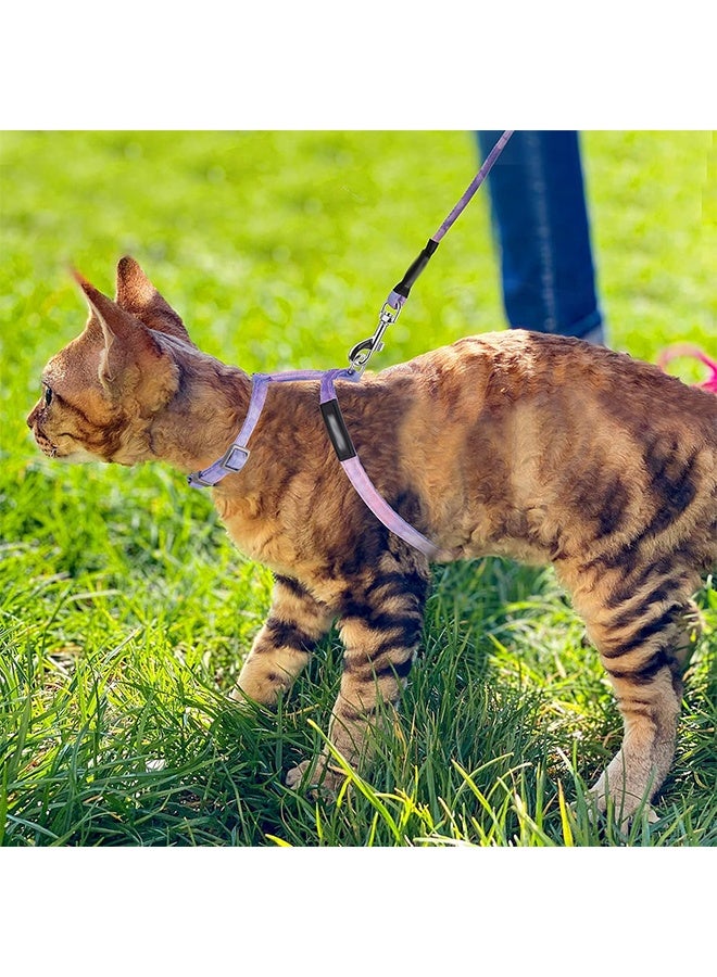 Cat Harness and Leash Set, Adjustable Gradient Kitten Harness Escape Proof Harness with Leash for Kitty Outdoor Walking (Gradient Purple) - Image 5
