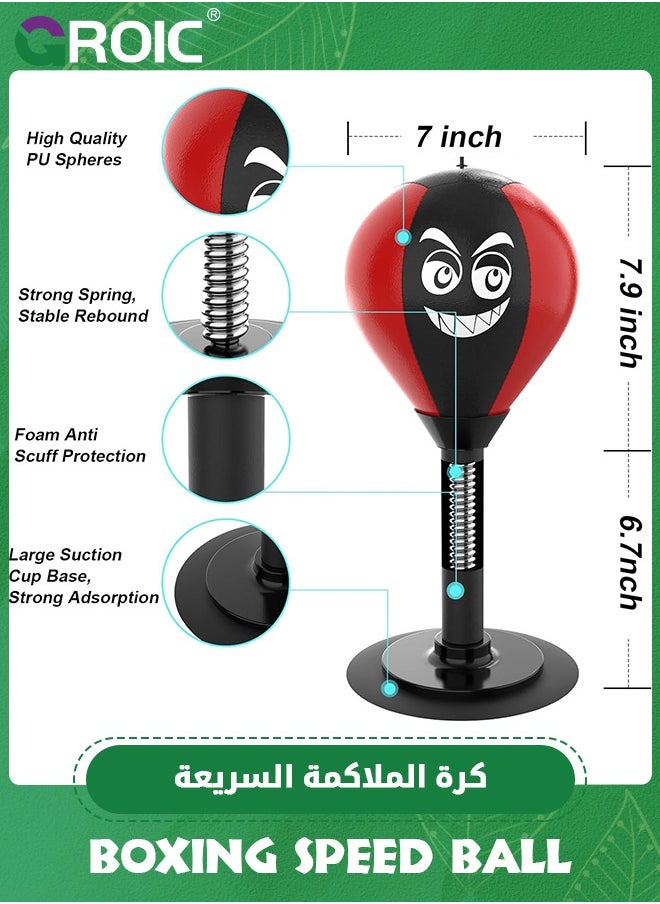 GROIC - Desktop Punching Bag Gag Gifts - Stress Buster Relief Free Standing Desk Table Boxing Punch Ball Stress Relief Ball Suction Cup Reflex Strain and Tension Toys for Boys Him Father Kids - Image 1