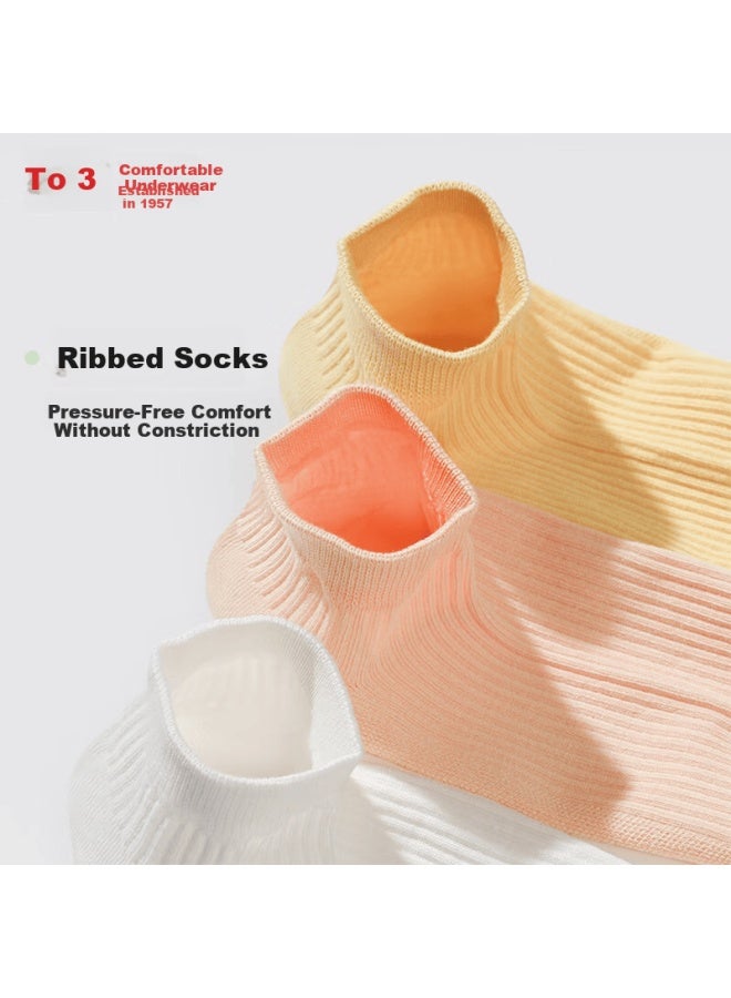 hongdou Hodo Women's Socks, 7a Antibacterial And Odor-resistant, Soft Cotton Ribbed Jacquard Simple Short Socks, 5 Pairs - Image 4