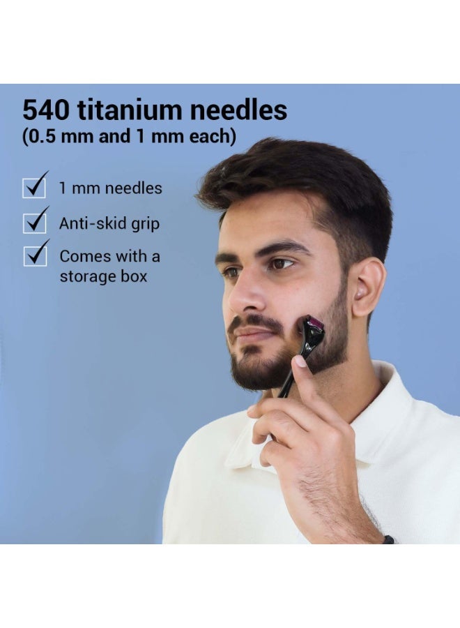 So True Sotrue Derma Roller 0.5mm and 1 mm | 540 Titanium Needles | Derma Roller for Hair Growth & Thickening, Repair Damages and Activates Hair Follicles, Reduces Acne Scars (Combo - Black) - Image 2