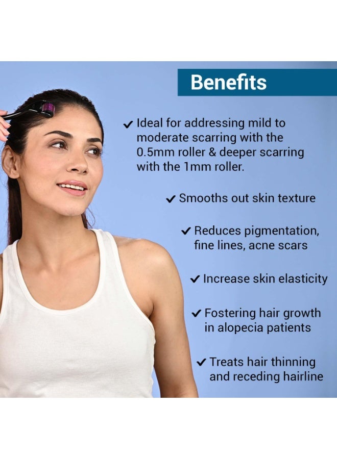So True Sotrue Derma Roller 0.5mm and 1 mm | 540 Titanium Needles | Derma Roller for Hair Growth & Thickening, Repair Damages and Activates Hair Follicles, Reduces Acne Scars (Combo - Black) - Image 3