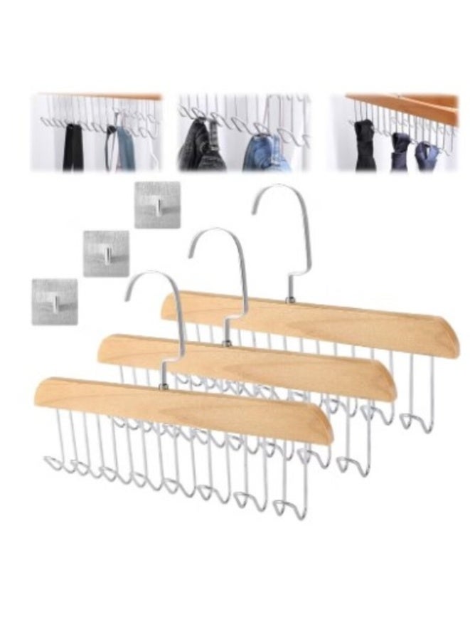 عدد 3 قطع شماعة ومنظم ملابس دولاب الهوك الذكية بـ 8 هوك  لكل شماعه لتنظيم الطرح والملابس الداخلية النسائية وجرافتة رابطة العنق الرجالي مثالية لتنظيم البناطيل والأوشحة والبراهين بشكل سلس وسهل  -  موفر للمساحة وتصميم ذكي - Image 2