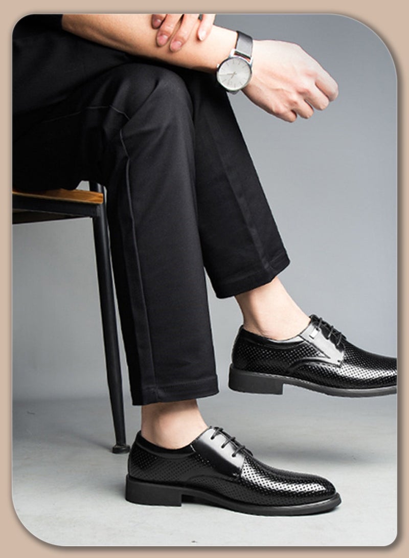 Moovant Pointed Leather Shoes for Men, Breathable and Comfortable Men's Shoes, Business Leather Shoes Sandals, for Formal Occasions and Work, Black  - Image 2