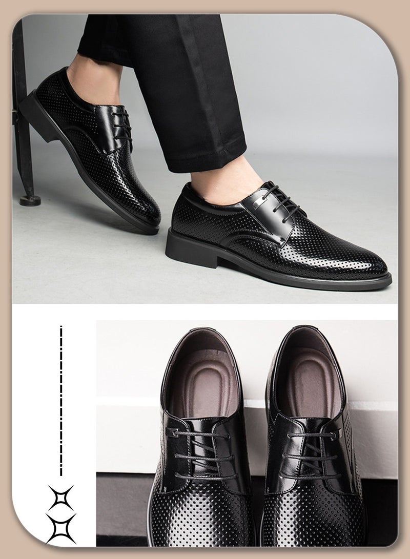 Moovant Pointed Leather Shoes for Men, Breathable and Comfortable Men's Shoes, Business Leather Shoes Sandals, for Formal Occasions and Work, Black  - Image 4