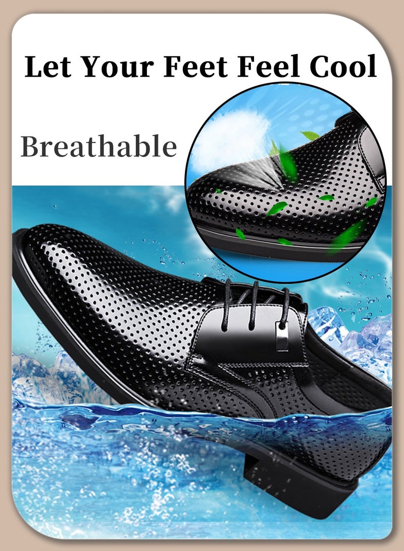 Moovant Pointed Leather Shoes for Men, Breathable and Comfortable Men's Shoes, Business Leather Shoes Sandals, for Formal Occasions and Work, Black  - Image 5