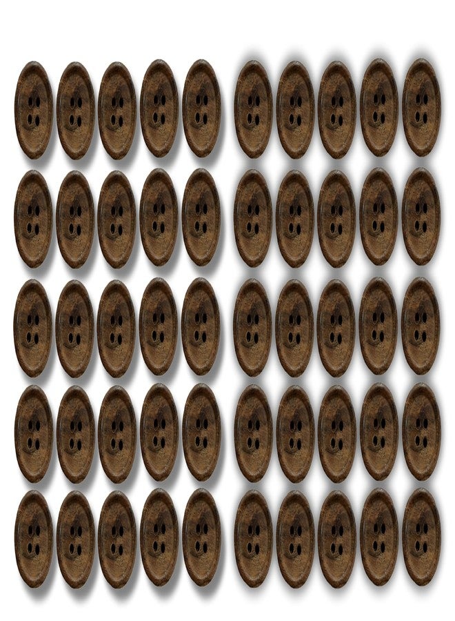 REENA Wooden Button Coffee Brown Dark Diameter 25 mm,(1 inch) 4 Holed for Sewing and Art and Craft Round Buttons with 4 Holes (50) - Image 1