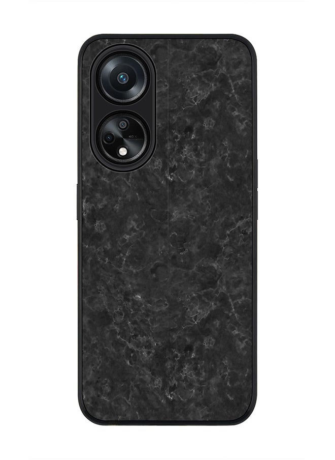 Stylizedd Rugged Black edge case for Oppo A98 5G, Slim fit Soft Case Flexible Rubber Edges Anti Drop TPU Gel Thin Cover- Marble Texture Black  - Image 1