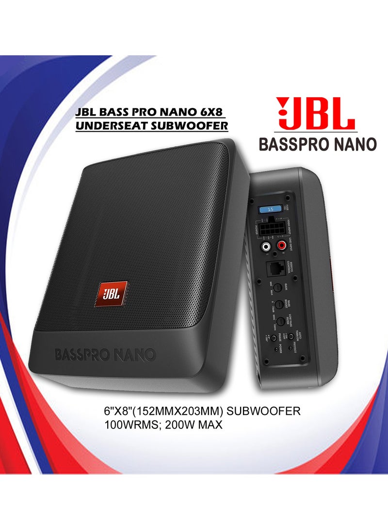 JBL Basspro Nano 100W Rms Ultra Compact Under Seat Powered Subwoofer With Bass Volume Remote Control Rugged All Die-Cast Aluminum Enclosure Design  - Image 2