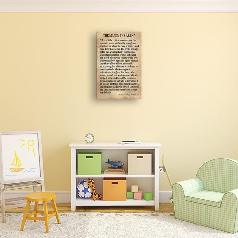 Busmko The Man In The Arena Framed Theodore Roosevelt Poster Inspirational Wall Art Prints Modern Vintage Pictures Canvas Motivational Quotes Wall Decor For Bedroom Framed (12x18 inch) - Image 4