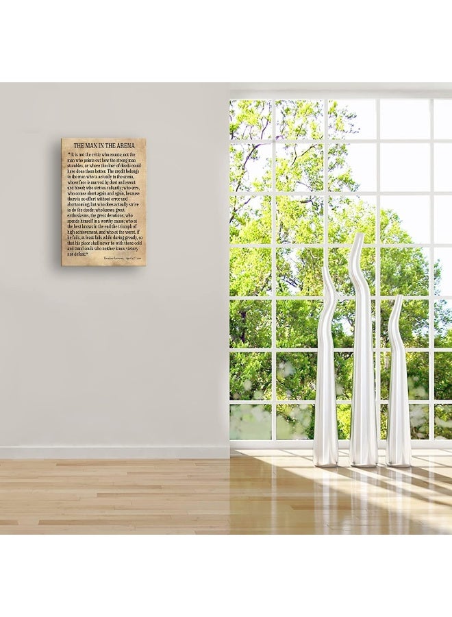 Busmko The Man In The Arena Framed Theodore Roosevelt Poster Inspirational Wall Art Prints Modern Vintage Pictures Canvas Motivational Quotes Wall Decor For Bedroom Framed (12x18 inch) - Image 3