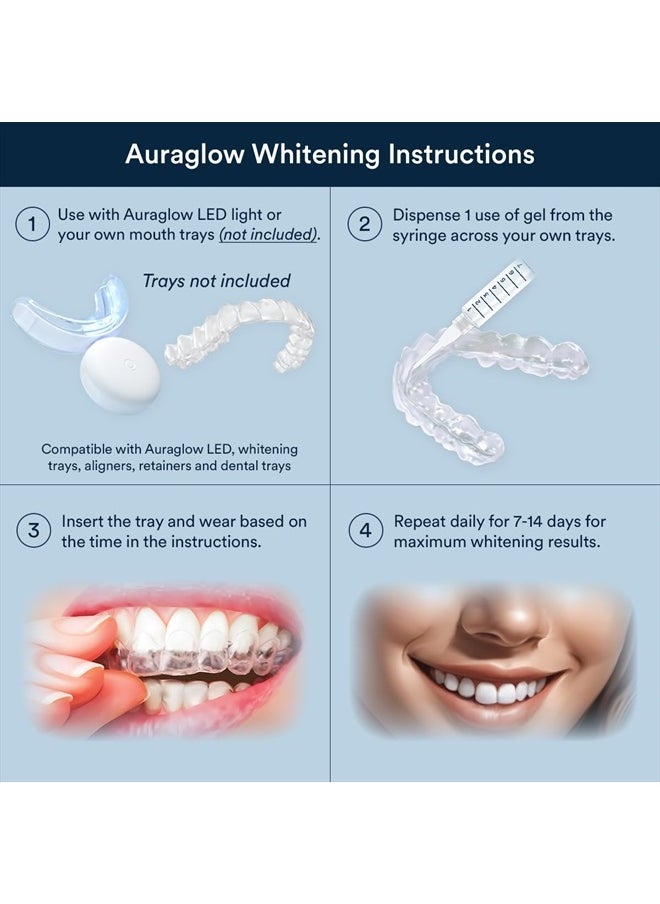 AuraGlow Auraglow 44% Teeth Whitening Gel Syringe Refill Pack, 44% Carbamide Peroxide, (3X) 5ml Syringes, 30 Whitening Treatments  - Image 3
