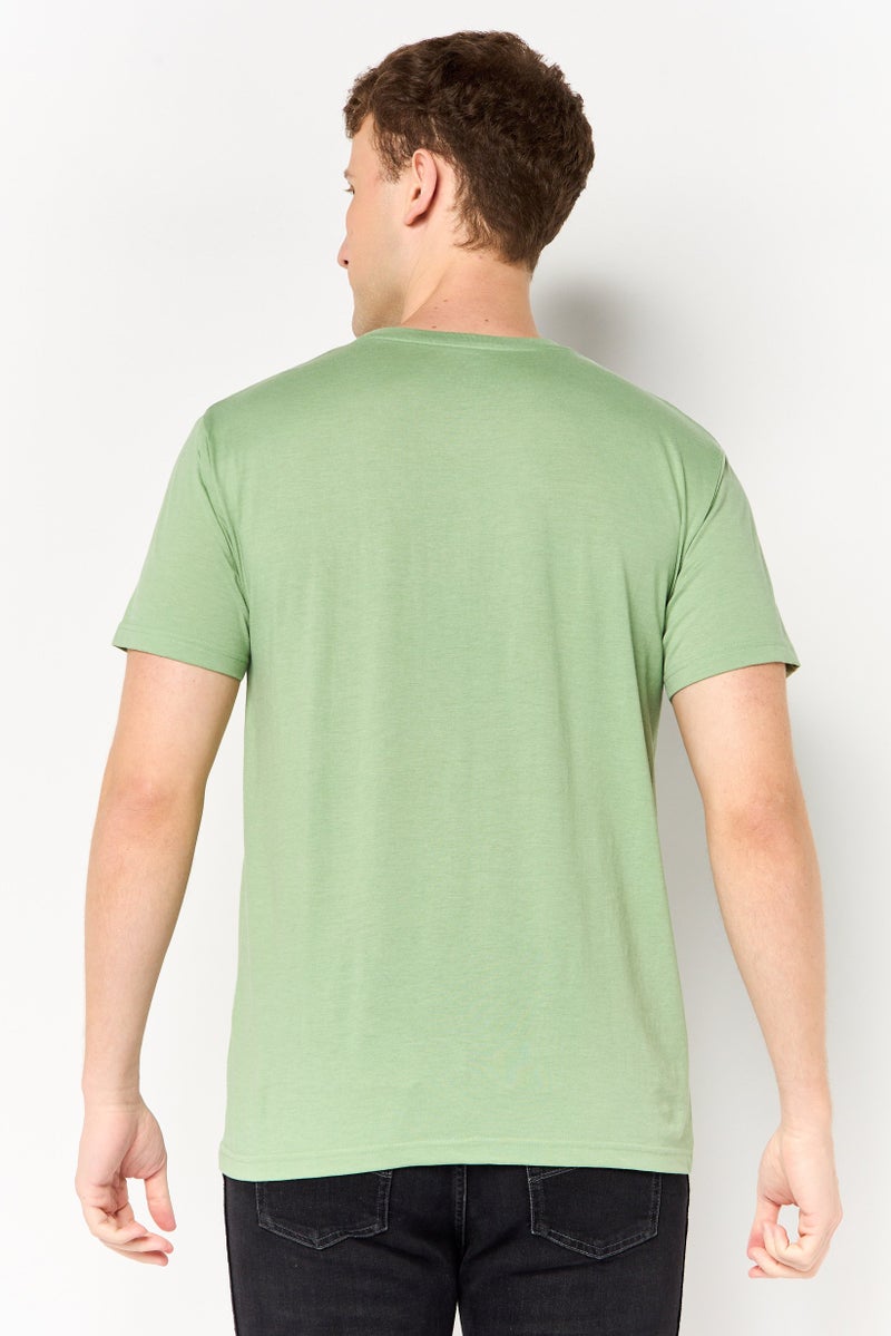 Tailorbyrd Men Crew Neck Short Sleeve Embroidered Logo T-Shirt, Moss Green - Image 4
