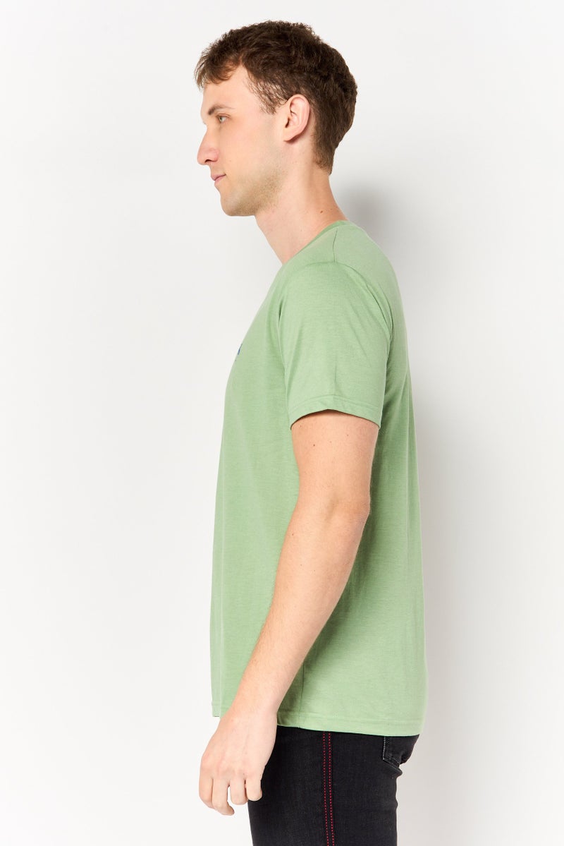Tailorbyrd Men Crew Neck Short Sleeve Embroidered Logo T-Shirt, Moss Green - Image 3