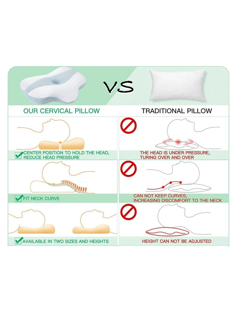 SYOSI Cervical Pillow for Neck Pain Relief, Hollow Design Odorless Memory Foam Neck Pillows with Cooling Case, Ergonomic Head Support Pillow for Sleeping, Contour Support for Side Back Sleepers - Image 4