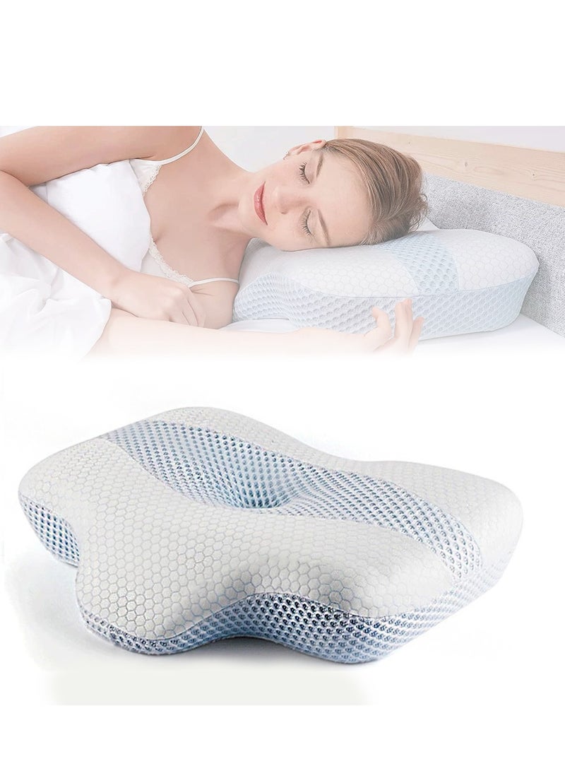 SYOSI Cervical Pillow for Neck Pain Relief, Hollow Design Odorless Memory Foam Neck Pillows with Cooling Case, Ergonomic Head Support Pillow for Sleeping, Contour Support for Side Back Sleepers - Image 1