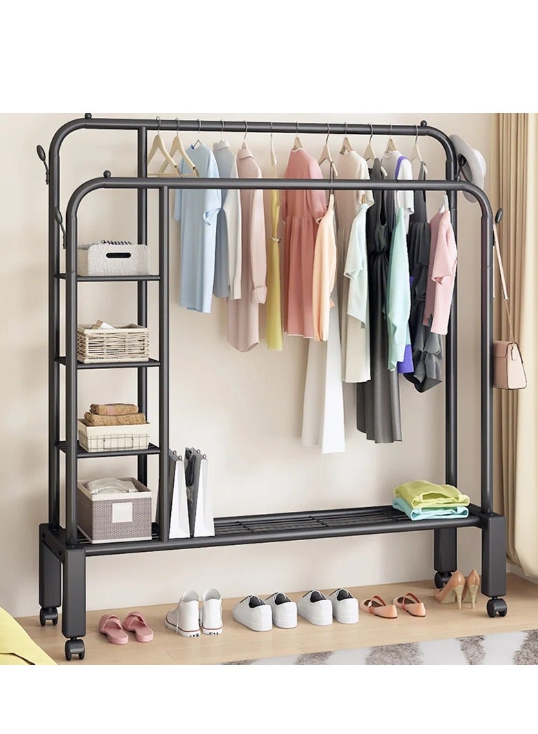 Double-Rail Clothes Rack Heavy-duty Clothes Rack Metal Freestanding Clothes Rail Garment Hanging Rack Storage Shelf, Heavy Duty Coat Rack and Shoe Bench Storage Stand for Indoor Bedroom  - Image 3