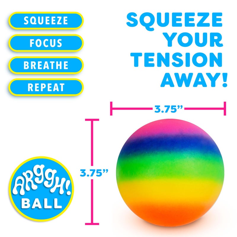 Power Your Fun Arggh Rainbow Giant Stress Balls for Adults - 3.75 Inch Large Stress Balls for Kids Squishy Toys Ball Stress Relief Fidget Toy Sensory Ball Squeeze Toy for Boys Girls (Rainbow) - Image 4