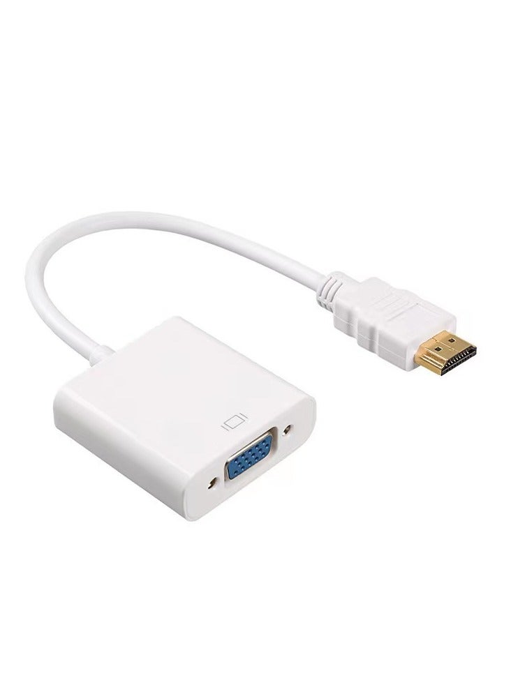 محول HDMI إلى محول VGA 1080P بطاقة فيديو خارجية 1080P إلى سطح المكتب، والكمبيوتر المحمول، والتلفزيون عالي الدقة، والشاشة، وجهاز العرض (أبيض) - Image 1