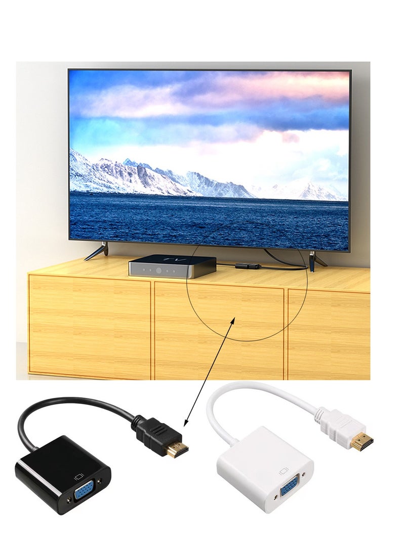 محول HDMI إلى محول VGA 1080P بطاقة فيديو خارجية 1080P إلى سطح المكتب، والكمبيوتر المحمول، والتلفزيون عالي الدقة، والشاشة، وجهاز العرض (أبيض) - Image 2