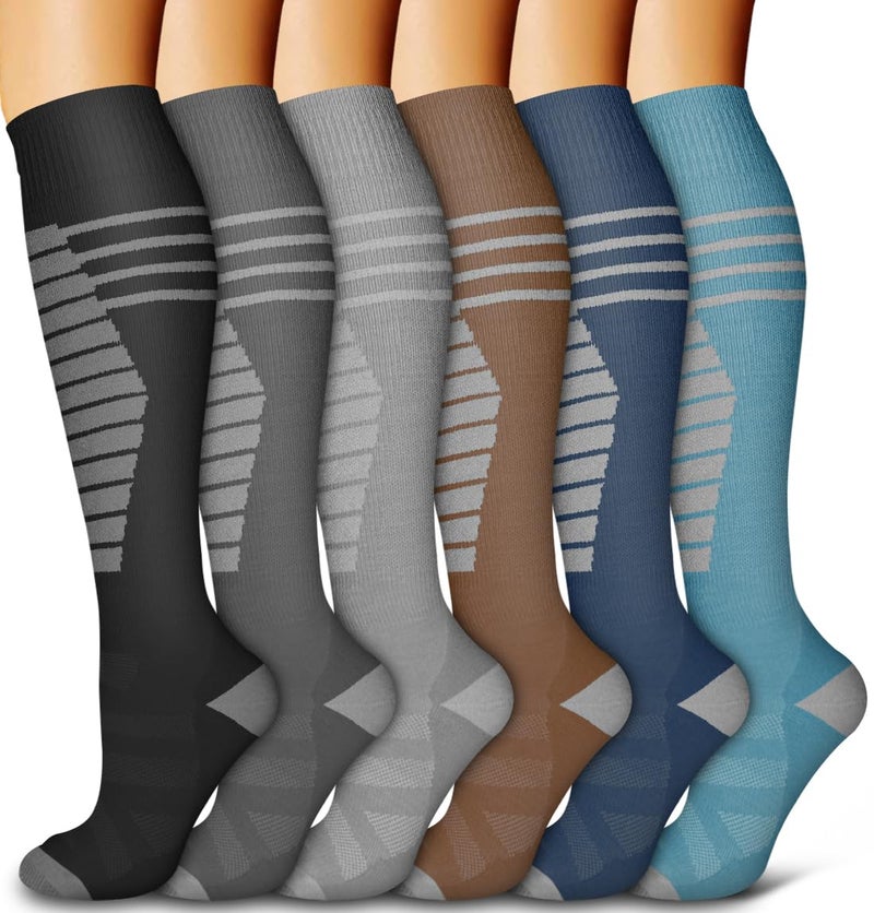 Bluemaple 6 Pack Copper Compression Socks for Women and Men Circulation-Best Support for Medical,Running,Nursing,Athletic - Image 1