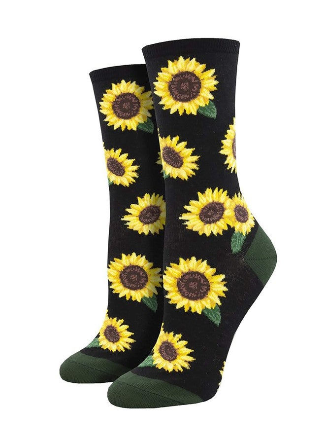 Socksmith Women's More Blooming Crew Socks, Black