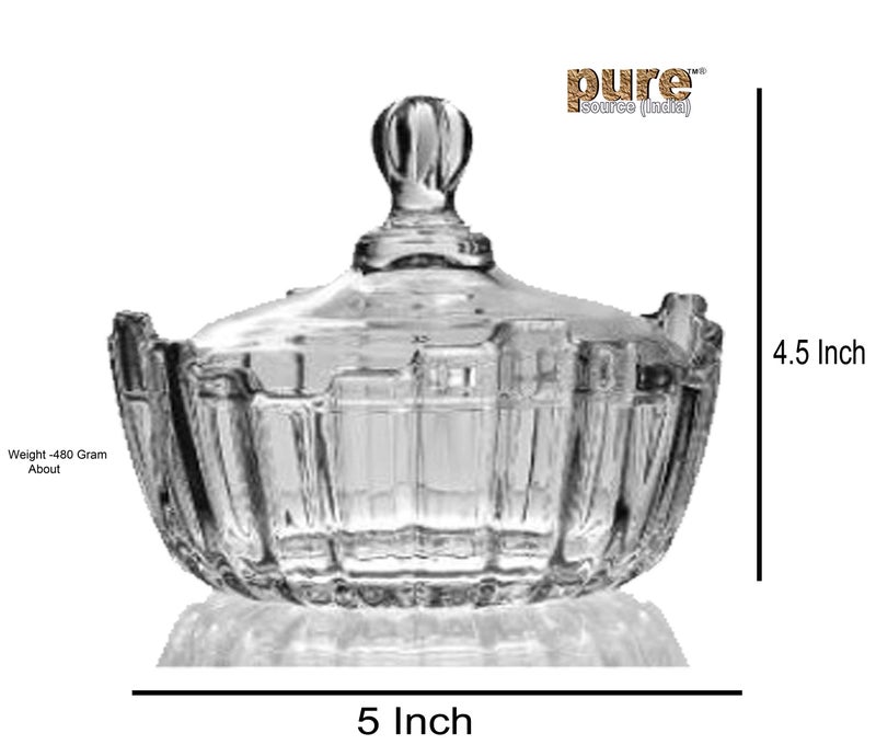 Pure Source India Glass Candy Jar/Candy Bowl 5 Inch - Multicolor, 500 Ml - Image 3