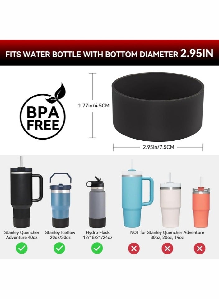 اس تي ان غطاء قاعدة أسود مضاد للانزلاق لكأس ستانلي - قطعة واحدة من غطاء القاعدة المصنوع من السيليكون لأكواب Quencher Adventure سعة 40 أونصة، وIceFlow سعة 20 أونصة/30 أونصة، وHydro Flask Tumbler سعة 12-24 أونصة - لتجنب الخدوش والضوضاء - Image 3
