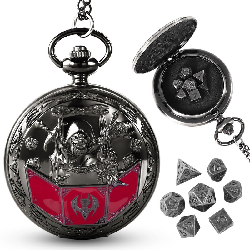 Banloga DD Dice Set7PCS Metal Dice for Dungeons and DragonsMini Dice Set with Pocket Watch CaseRole Playing Board Games Accessories DM Black - Image 3