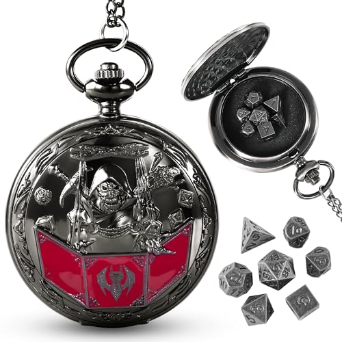 Banloga DD Dice Set7PCS Metal Dice for Dungeons and DragonsMini Dice Set with Pocket Watch CaseRole Playing Board Games Accessories DM Black - Image 1