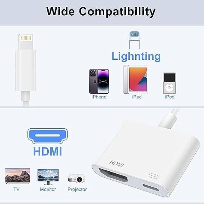 rayihni محول لايتنينغ إلى HDMI 【معتمد من أبل MFI】 محول HDMI لجهاز آيفون وآيباد محول AV رقمي لايتنينغ محول كابل HDMI فيديو وصوت متزامن 1080P للشاشة لجهاز آيفون وآيباد وآيبود يدعم جميع أنظمة iOS - Image 3