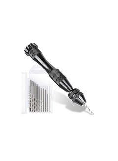 NIBEMINENT Hand Drill for Resin Molds, 12 cm Black Pin Vise with 10 PCS Steel Bits (0.8-3mm), Drilling Holes in Epoxy Polymer Clay Wood, Making Jewelry Keychain Pendant Casting Bit Precision Arts Crafts(Black)  - Image 1