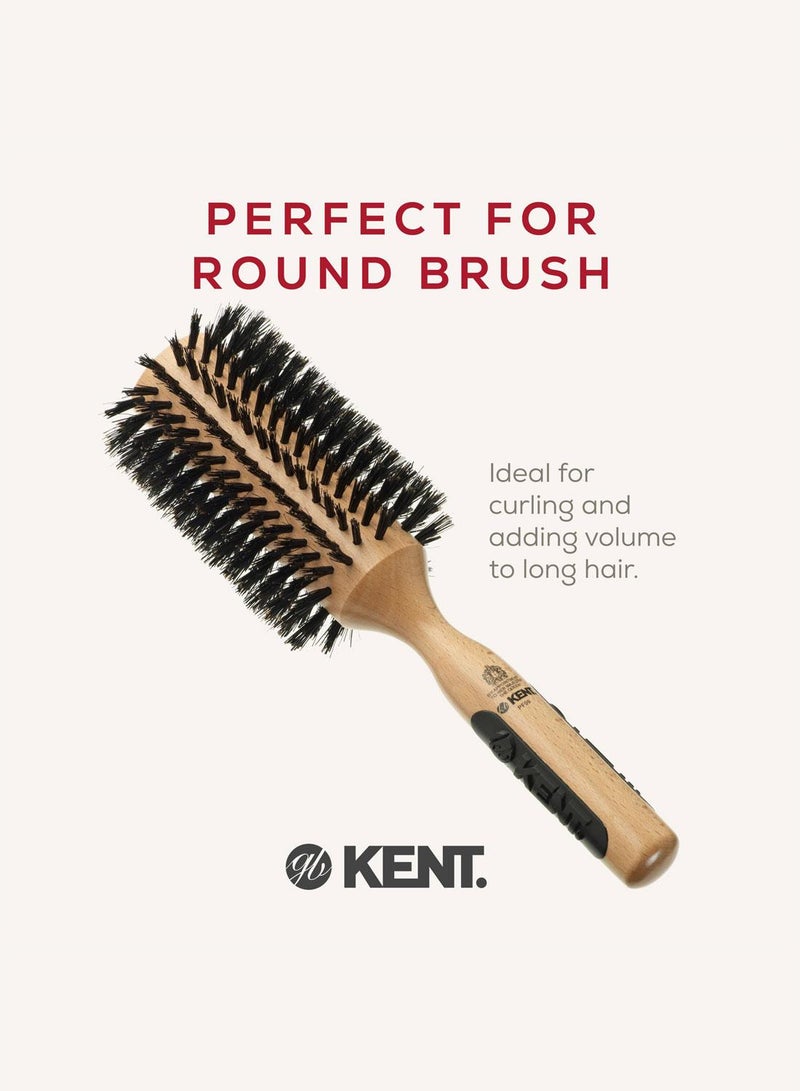 KENT PF09 Round Wooden 70mm Hair Brush for Curling, Volumizing and Smoothing - Mixed Bristle for All Hair Types - Image 3