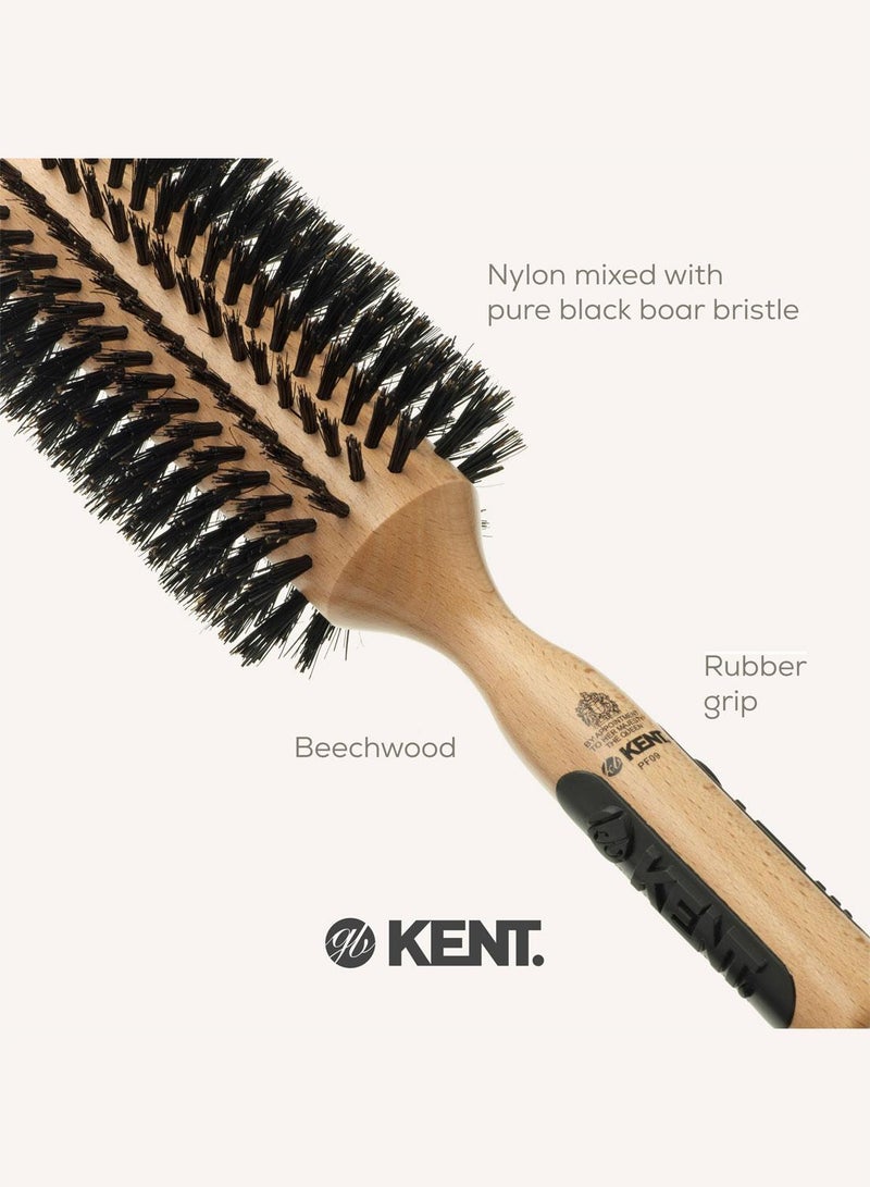 KENT PF09 Round Wooden 70mm Hair Brush for Curling, Volumizing and Smoothing - Mixed Bristle for All Hair Types - Image 5