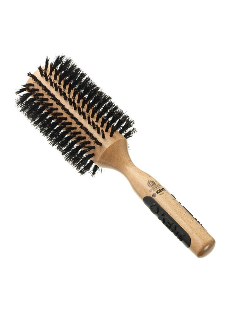 KENT PF09 Round Wooden 70mm Hair Brush for Curling, Volumizing and Smoothing - Mixed Bristle for All Hair Types - Image 1