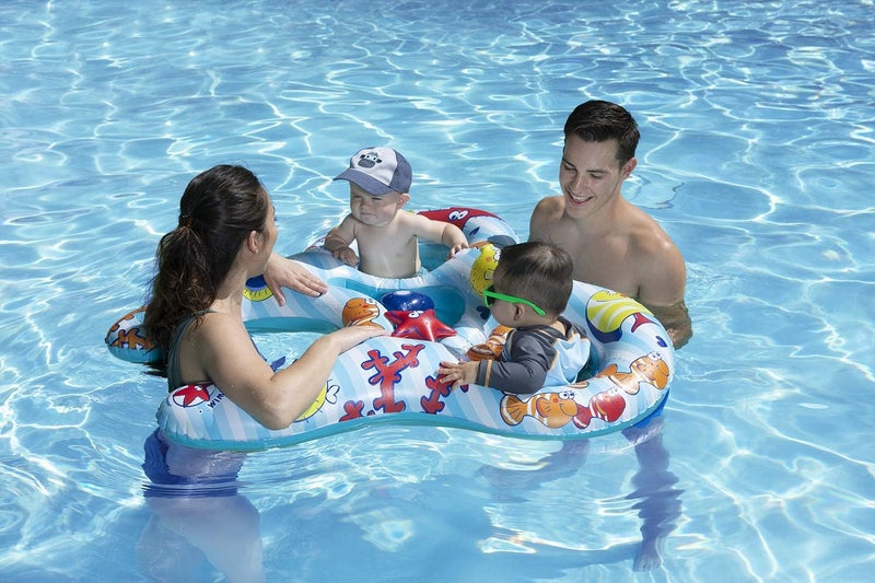 Poolmaster Mommy & US Swimming Pool Baby Rider, 2 Child, Multicolor | Two-seat baby pool float for siblings or twins, with adult ring opening, sea friends and easy setup for supervised pool time - Image 4