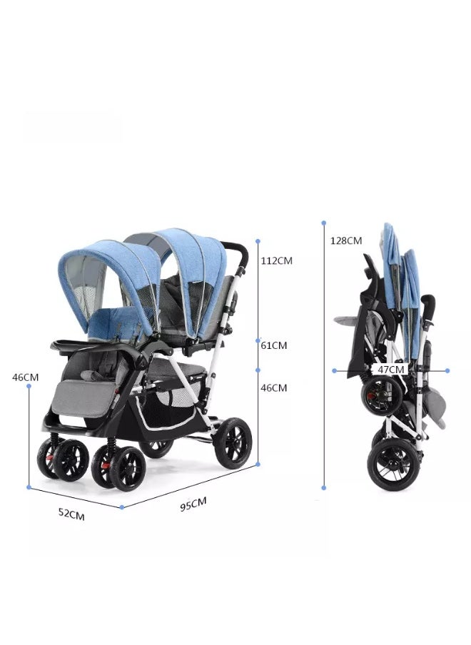 Generic Twin Stroller with Removable Dining Table - Beige.  - Image 2