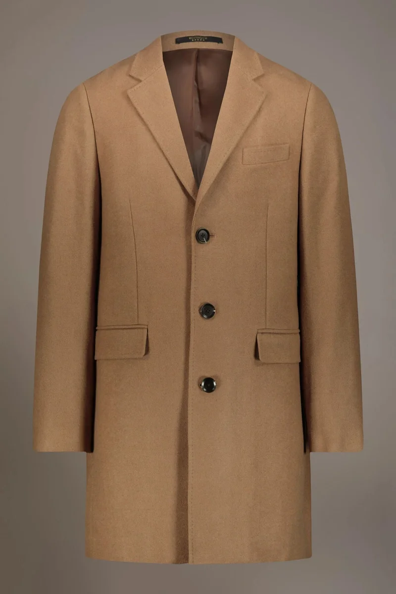 دوبل غانغر Classic single-breasted coat wool blend - Camel