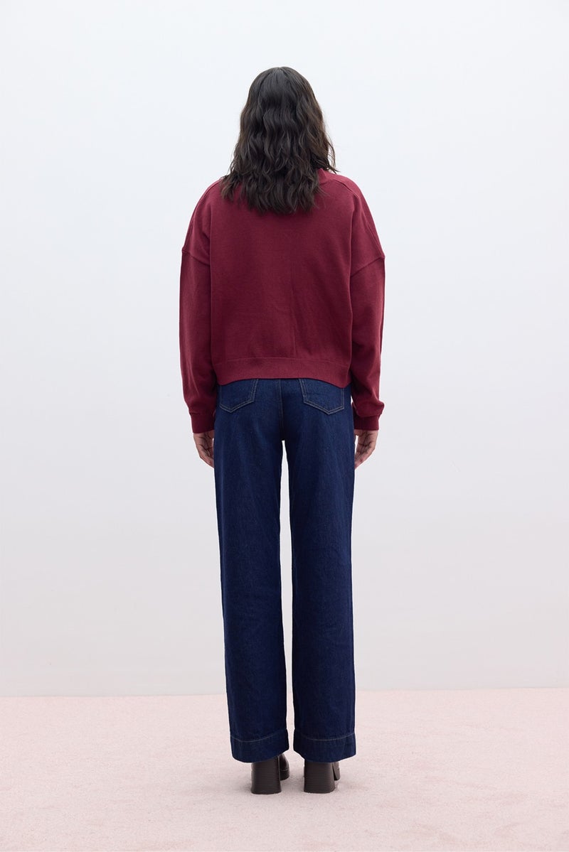 Manuka Soft Texture Oversized Knitted Cardigan Claret Red  - Image 4
