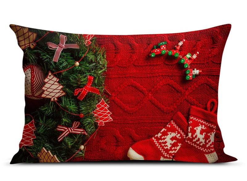 BMRGIFTS Soft Fabric Designer Decorative Printed Merry Christmas Theme Pillow Cover Xmas Decorations for Sofa Living Bed Room Set of 2, 12x18 inch Multi (CHMPC63) - Image 3