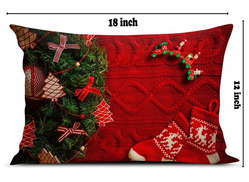 BMRGIFTS Soft Fabric Designer Decorative Printed Merry Christmas Theme Pillow Cover Xmas Decorations for Sofa Living Bed Room Set of 2, 12x18 inch Multi (CHMPC63) - Image 4