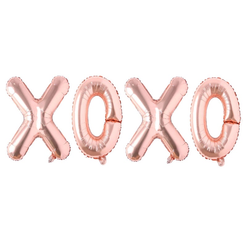 Soochat XOXO Balloons Valentine Letters Mylar Foil Balloons Engagement Valentines Day Wedding Marriage Bridal Shower Birthday Party Decor Photo Props Decorations (Rose Glod) - Image 1
