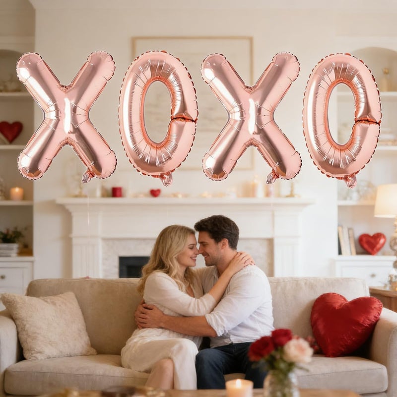 Soochat XOXO Balloons Valentine Letters Mylar Foil Balloons Engagement Valentines Day Wedding Marriage Bridal Shower Birthday Party Decor Photo Props Decorations (Rose Glod) - Image 4