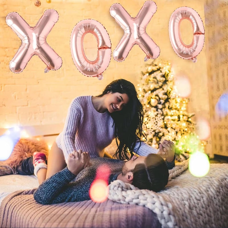 Soochat XOXO Balloons Valentine Letters Mylar Foil Balloons Engagement Valentines Day Wedding Marriage Bridal Shower Birthday Party Decor Photo Props Decorations (Rose Glod) - Image 3