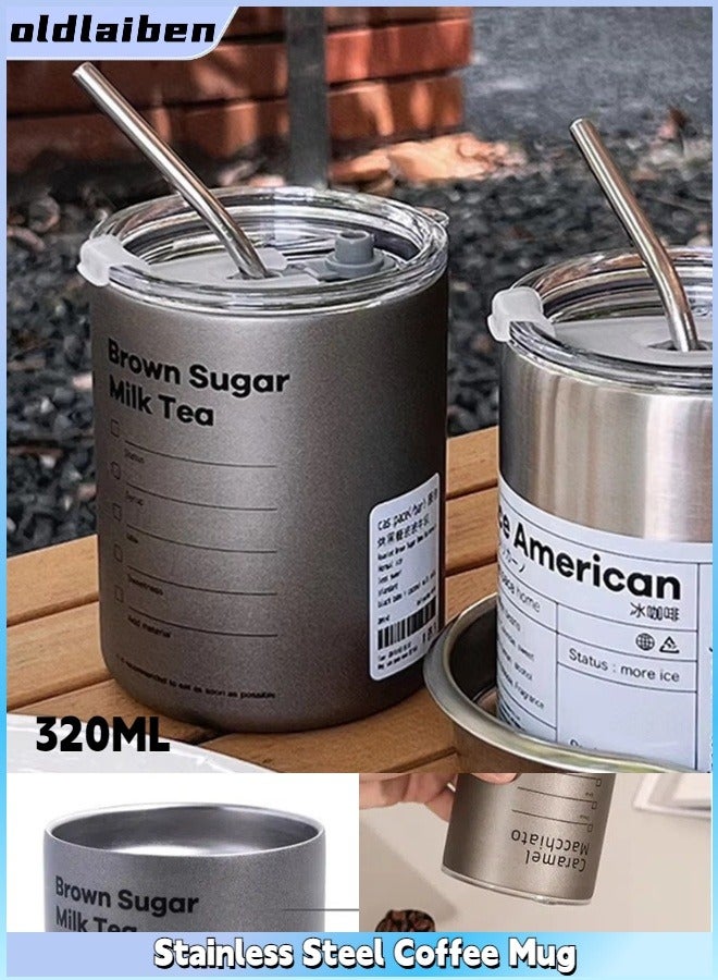 oldlaiben 12oz Stainless Steel Coffee Mug with Lid, Stainless Steel Vacuum Insulated Water Coffee Tumbler, Travel Mug Thermal Cup for Home Outdoor（Grey） - Image 1