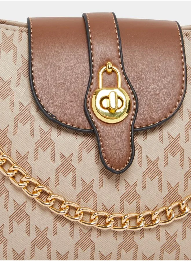 Styli All Over Print Shoulder Bag with Chain Handle